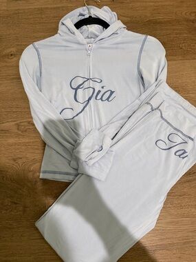 I.AM.GIA Light Blue Track Jogger Set with Script Logo